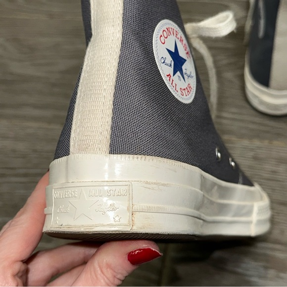 🛑SOLD - Converse X CDG Comme Des Garcons Play Chuck Taylor 70 Hi Steel Gray Men - Picture 13 of 16